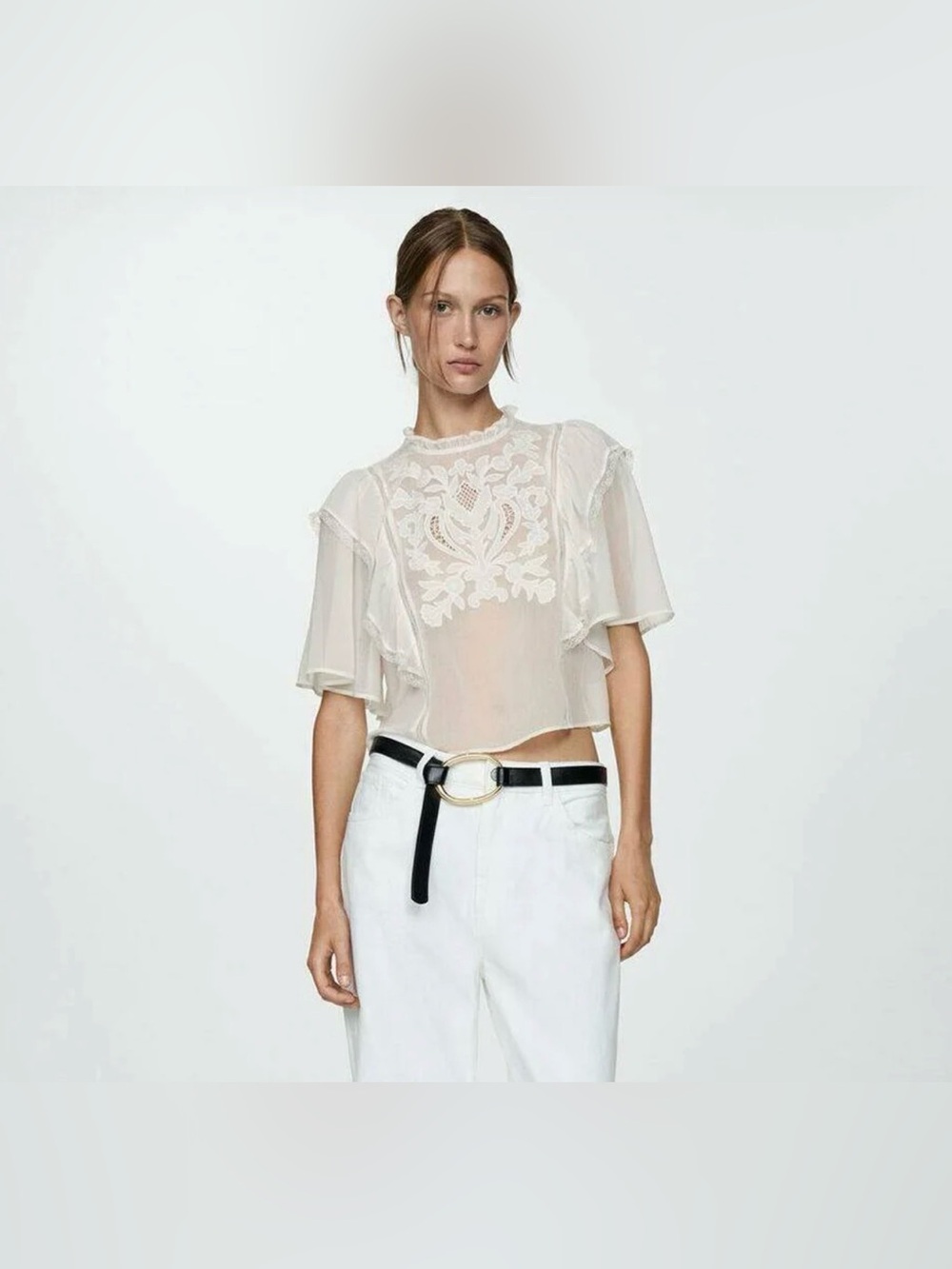 Boho sheer ruffle mango top